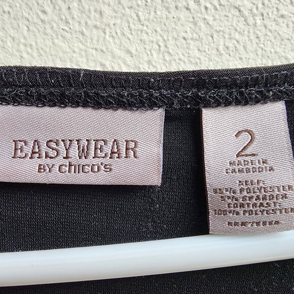 Easywear By Chico's Semi-Sheer Black Scoop Neck Blouse Size 2X - Picture 9 of 16